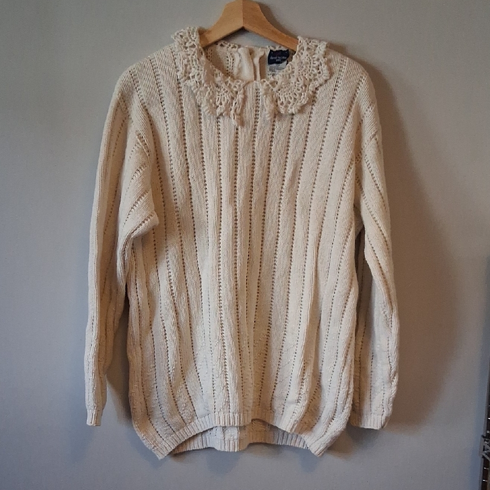 Daniel Hechter Women's Lace Collar Sweater - Cream